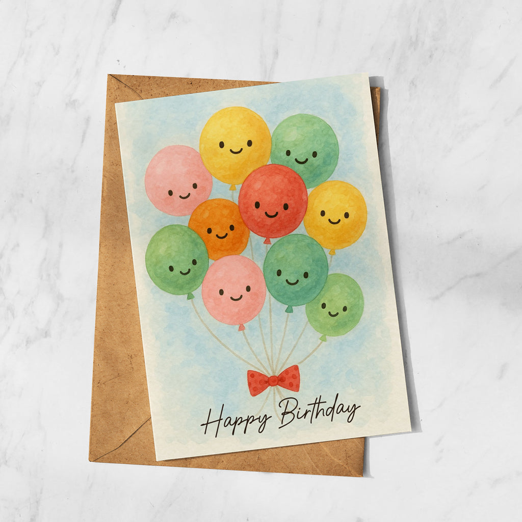 Happy Birthday Baloons Card